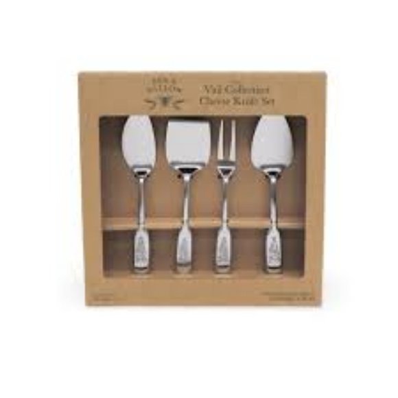 NWT BEE & WILLOW VAIL COLLECTION 4 PIECE STAINLESS STEEL CHEESE KNIFE SET - Picture 1 of 10